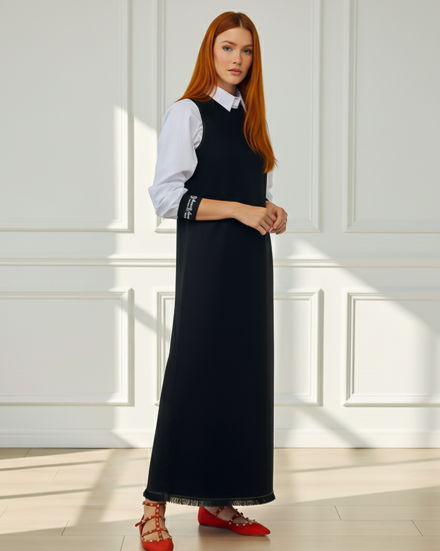 Frayed Denim Maxi Dress