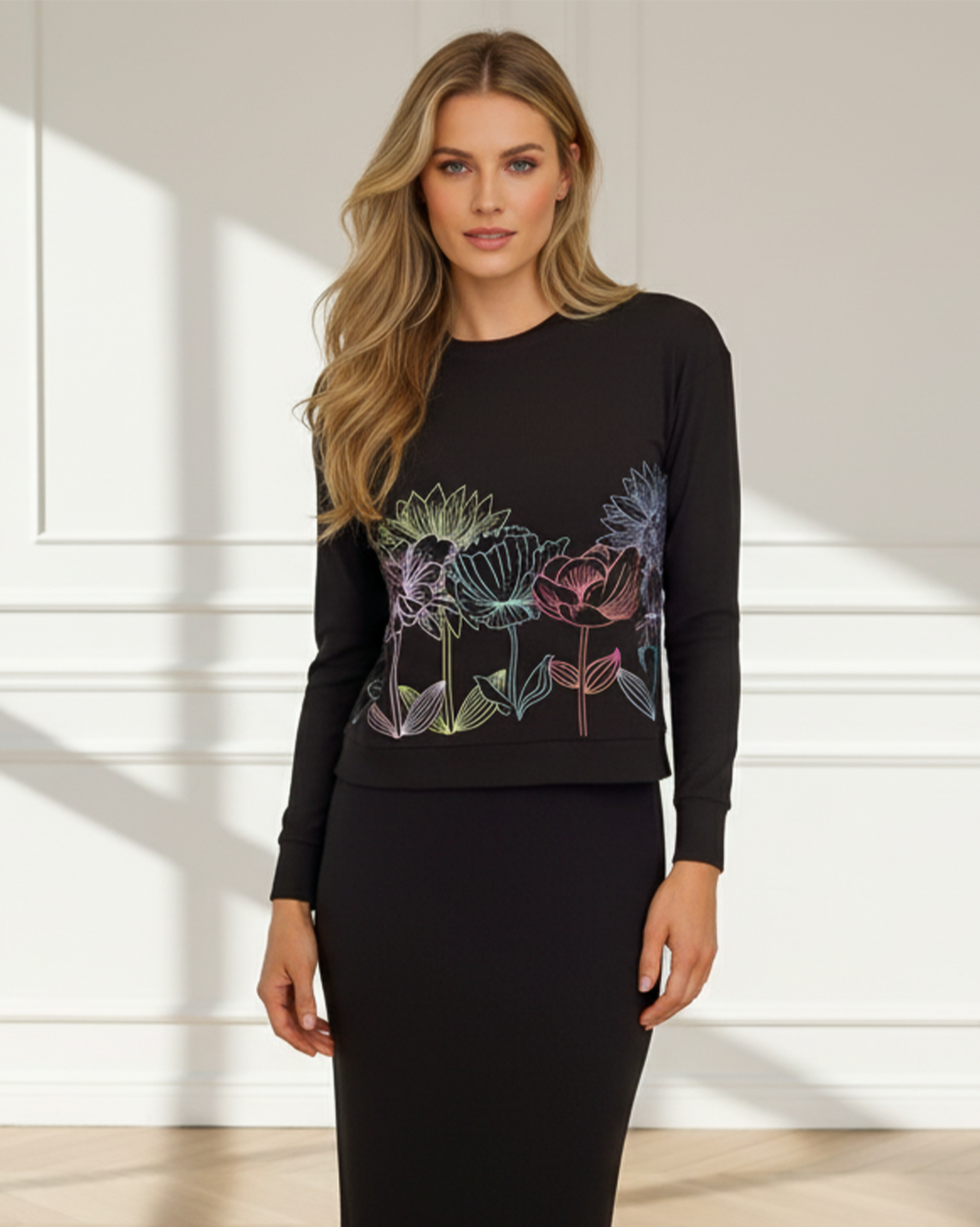 Midnight Floral Crop Square top