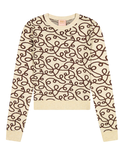 Squiggle Printed Crop Sweater