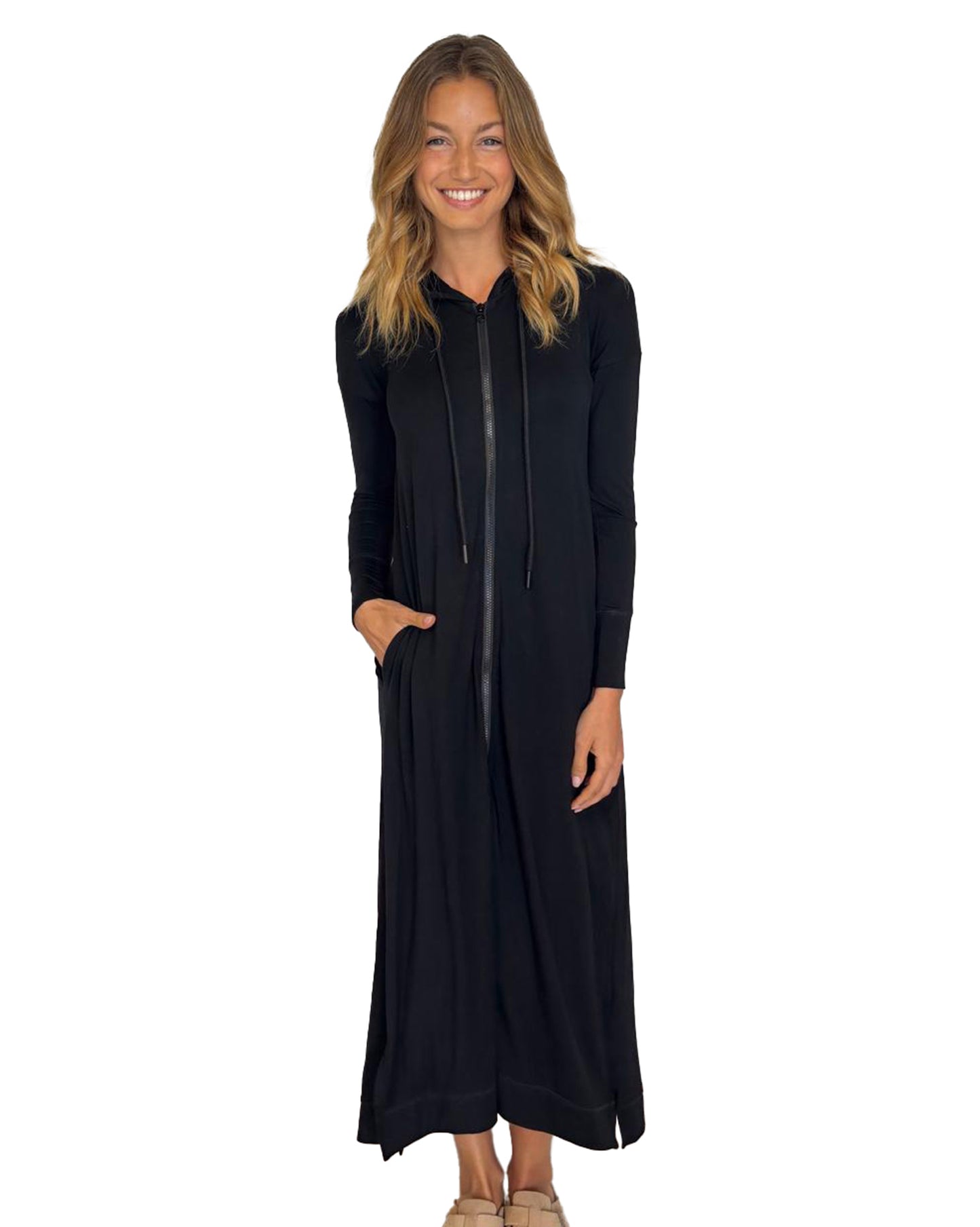 Stitching Hoodie Maxi Dress